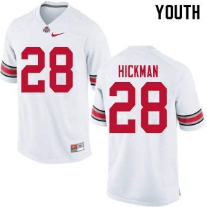 NCAA Ohio State Buckeyes Youth #28 Ronnie Hickman White Nike Football College Jersey YOH5445MI